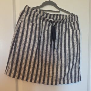 Max Studio Navy and White Striped Drawstring Mini Skirt